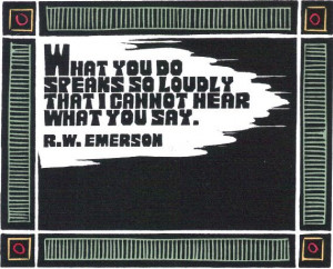 Original Linocut of Quote By R.W. Emerson by Ken Swanson