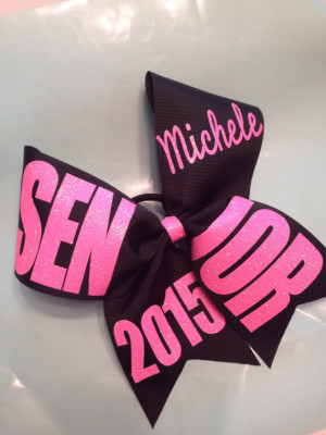 Black Senior 2015, 2016 etc with name basic cheer bow 3