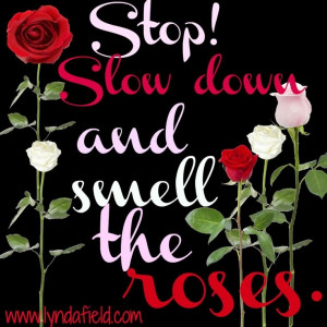 Slow down and smell the roses quote via www.LyndaField.com