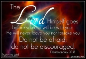 ... he will not leave you or forsake you. Do not fear or be dismayed