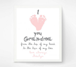 ... Grandma - I Love you Grandma Baby footprint Art - Gift for Grandmother