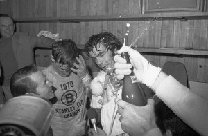 ... -Stanley Cup - Getting Soaked With Champagne Beaside Derek Sanderson