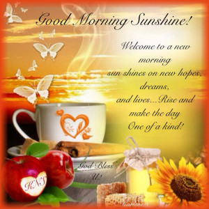 Good Morning Sunshine! Welcom to new morning sun shines on new hopes ...