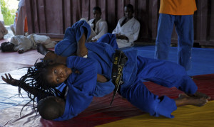 Haiti's Linouse Desravines (facing camera), 21, the country's only ...