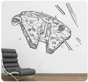 Star Wars Millenium Falcon Wall Decal Sticker Movie Sci Fi Decor Home ...
