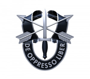 US ARMY SPECIAL FORCES DE OPPRESSO LIBER CREST HAT PIN Green Berets