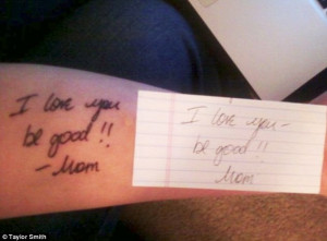 Message of love: Taylor Smith, 20, posted a photo on the site Tumblr ...