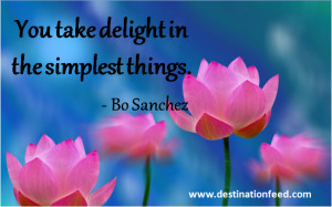 You take delight in the simplest things. - Bo Sanchez