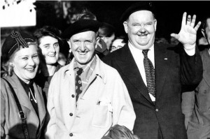 Stan Laurel and Oliver Hardy arrive at Coventry Station as part of ...