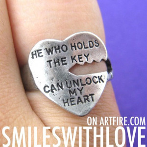 Love Quote Key Ring Silver - He Who Holds The Key Can Unlock My Heart ...