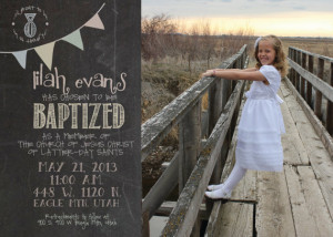 5x7 colorful chalkboard LDS Baptism Inivitation / Announcement with ...