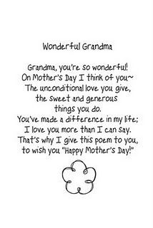 Poems For Grandma On Mothers Day