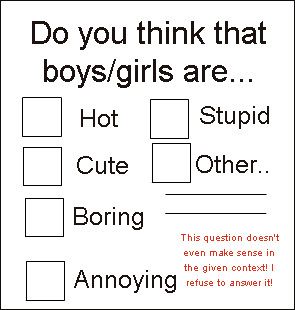 Hot | Cute | Boring | Annoying | Do you think that boys/girls are ...