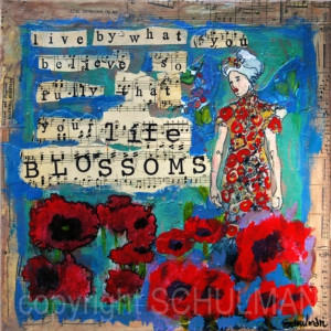 mixed media collage Inspiration Art Quote Canvas Painting 12x12