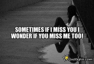 Sometimes If I Miss You I Wonder If You Miss Me Too!