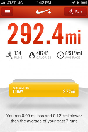 Statistics displayed in the Nike+ Running app (Credit: Steve Cooper)
