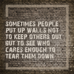 Sometimes People Put Up Walls Not To Keep Others Out, But To See Who ...