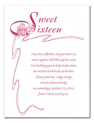 Sweet 16 Birthday Invitation Wording