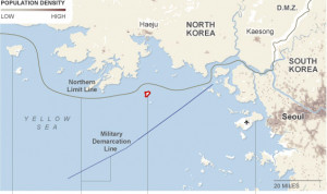 map of south korea and north korea. South Korea had been firing