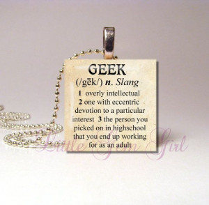 Geek Dictionary Definition Necklace Pendant - Funny Nerd Quote ...