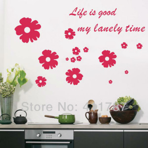 Free Shipping Beautiful Flower life quote Removeable Pvc Wall Stickers ...
