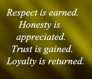 Respect, Honesty, Trust and Loyalty are Important