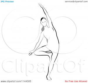 Clipart-Of-A-Black-And-White-Line-Drawing-Of-A-Woman-Doing-Yoga-9 ...