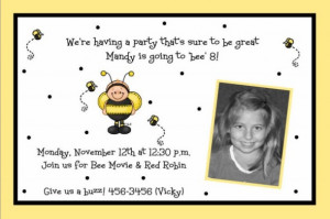 8th Birthday Invitation for Mandy ~ Ba Bee Photo Card