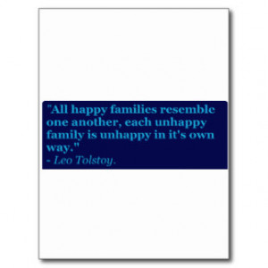 Each happy family quote. postcard