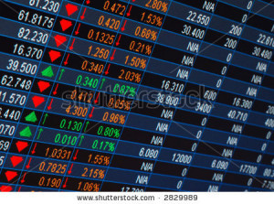 stock market quotes from a computer screen - stock photo