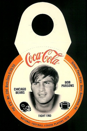 Bob Parsons 1976 Coke Bears Discs football card