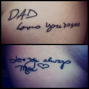 ... young lady acquired these tattoos to remember her late parents