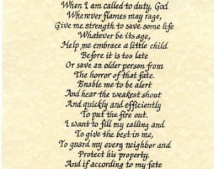 Firefighter's Prayer 8x10 Han dwritten Calligraphy Occupational on ...