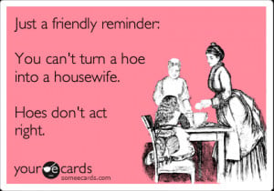 ... reminder: You can't turn a hoe into a housewife. Hoes don't act right