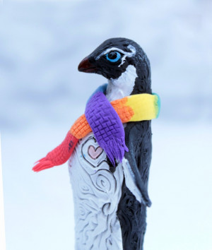 Penguin totem, rainbow scarf, LGBT gifts, winter Valentine's gay ...