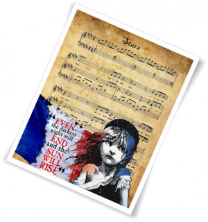 Les Misérables Song Stars Sheet Music with Victor Hugo Quote mixed ...