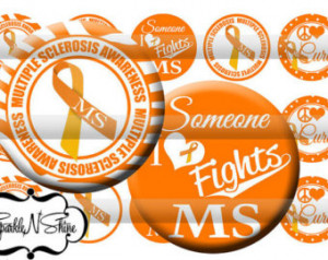 ... Cap Image Sheet - Multiple Sclerosis Awareness MS - 1 inch Circles