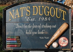 Dugout baseball sports team signs library book stack reading sign Babe ...
