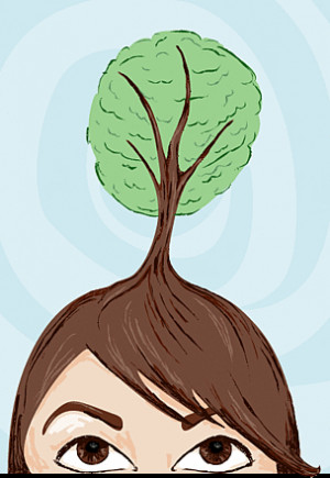 Illustration of a lady's head with a tree growing from the hair ...