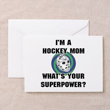 Hockey Mom Superhero Greeting Card for