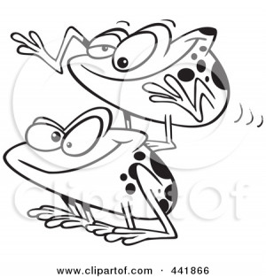 ... Cartoon-Black-And-White-Outline-Design-Of-Frogs-Playing-Leap-Frog.jpg